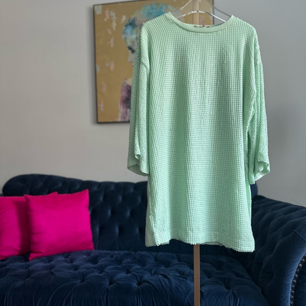 Mint Green Sequins and Beaded Tunic